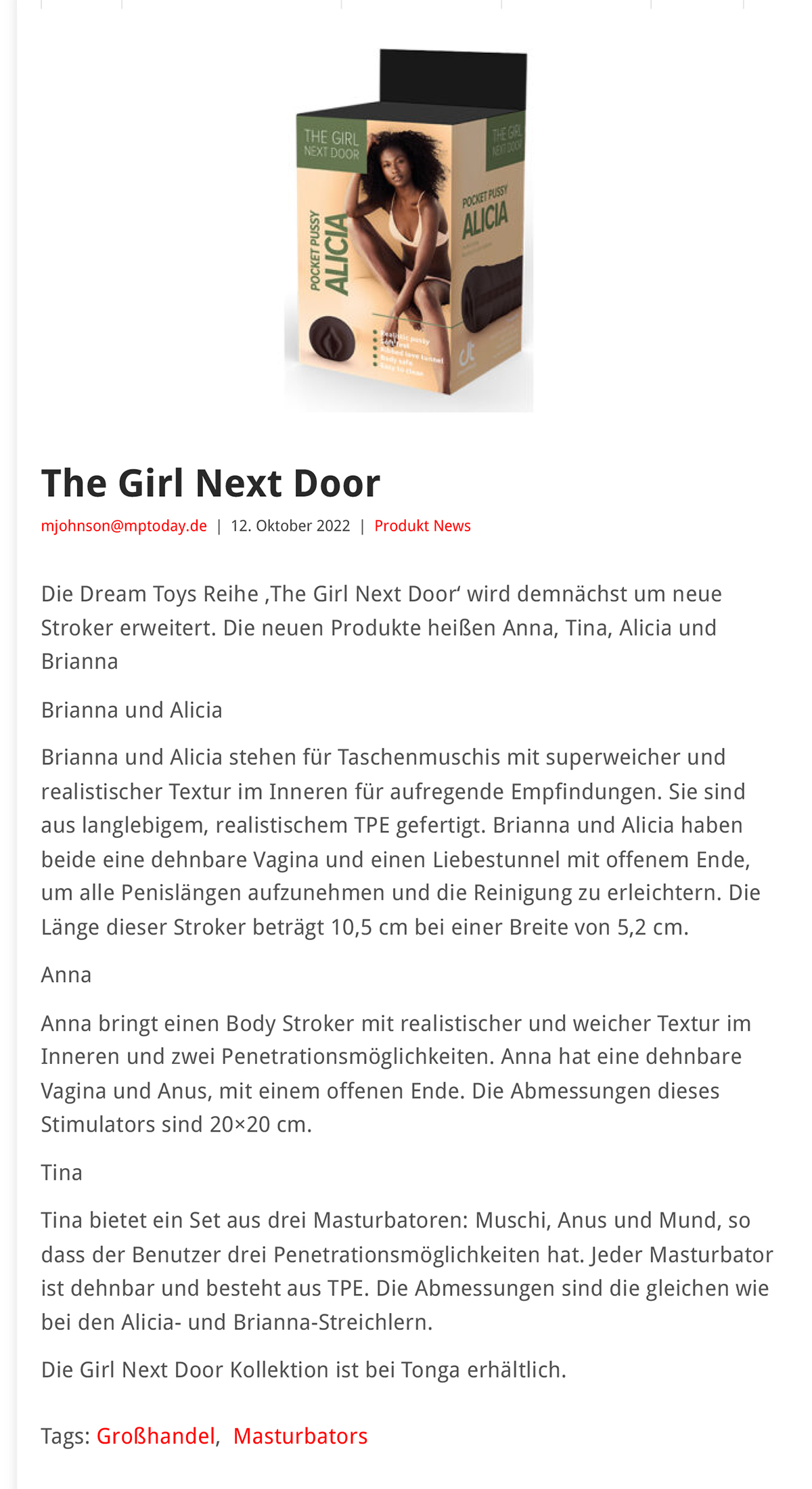 2022-10 eLine Online - Dream Toys The Girl Next Door